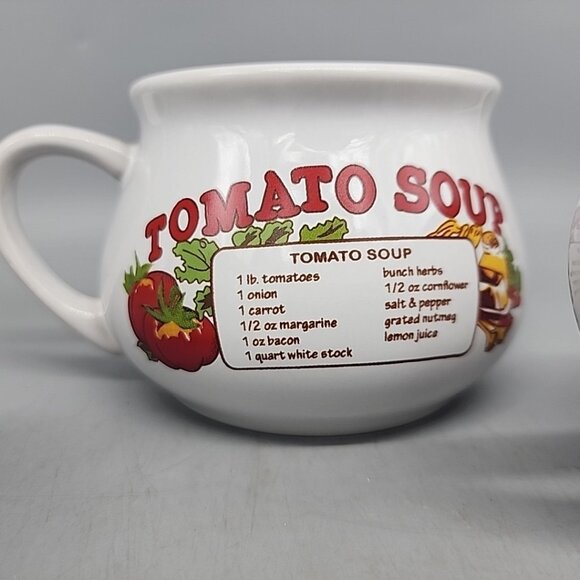 Vintage Dat'l Do-It Soup Bowls Mugs Cups Recipes Set Of 3 Onion Chocken Tomato - Picture 4 of 8